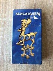 24K Plated Decorated W/ Austria Swarovski Crystal Reindeer Sun catcher VTG