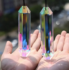 2pcs Crystal Sun Catcher Prism Pendant: Rainbow Window & Garden Ornament – NEW