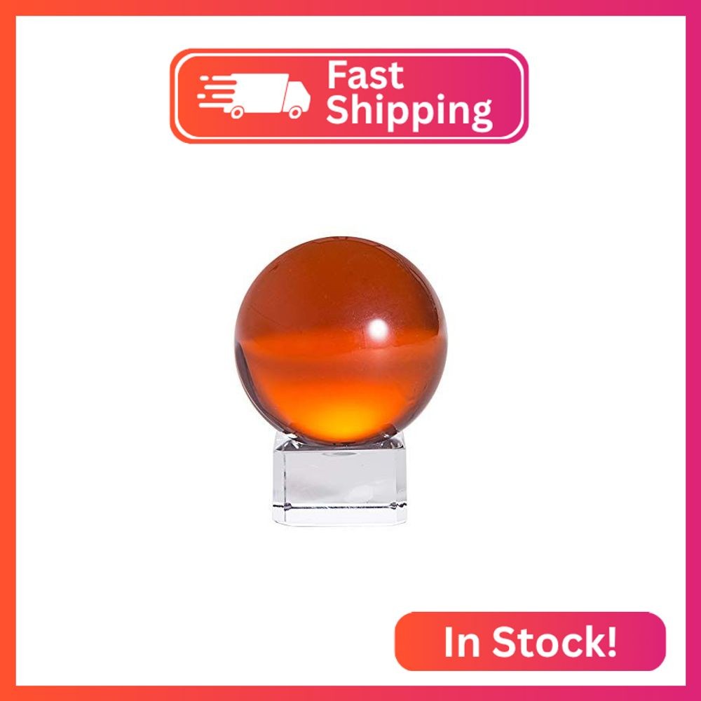 LONGWIN 50mm(2 inch) K9 Solid Crystal Ball with Free Stand Suncatcher (Amber)