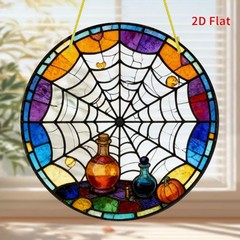 Halloween Spider Web Potion Pumpkin Acrylic Suncatcher Holiday Window Decoration