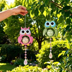 Garden Suncatcher, 2 Pack Hanging Owl Suncatchers with Rainbow Maker Crystal,…