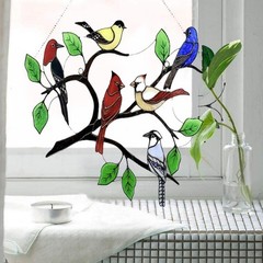 Birds on Branch Acrylic Window Panel Rainbow Home Decors
