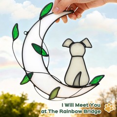 Moon Green Leaf Dog Sunlight Catcher Outdoor Light Catcher Window Hanging Gift