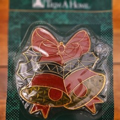 Vintage Trim A Home Christmas Suncatcher Bells Holly Bow Window Decor NOS