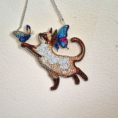 Multicolor Rhinestone Siamese Cat Wall Hanging/Suncatcher