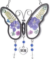 Butterfly Suncatcher with Pressed Colourful Flower Wings Mother’s Day Butterf…