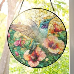 FLAGWIX Christmas Hummingbird Gifts for Women Men Stained Glass Window Hangi…