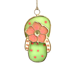 Leaded Stained Glass 3D Summer Sandal Suncatcher Crystals Flower NWOT Cute Gift