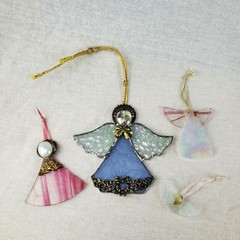 Stained Glass 4 Angels Cherub Sun Catcher Handcrafted Window Hanging Art Decor