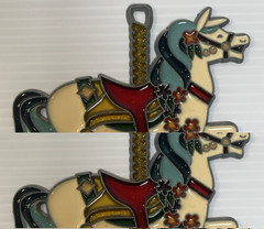 Vintage Stained Glass Metal Carousal Merry Go Round Horse Sun Catcher Set of 2