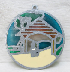 Sun Catcher Horse Dog & Stable Stained Glass (acrylic & metal) Hanging Ornament
