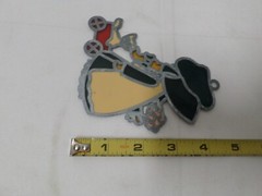 Vintage Stained Glass Type Suncatcher Little Girl 1980s Metal Plastic