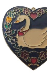 Vintage Stained Glass Sunchatchwer “SWAN IN A HEART”