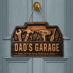 Dads Garage Personalized Custom Wooden Sign with Rope Wall Decor Gift