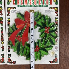 3 Vintage 80s Christmas Sun Catchers Hanging Decoration Santa Snowman Wreath NEW