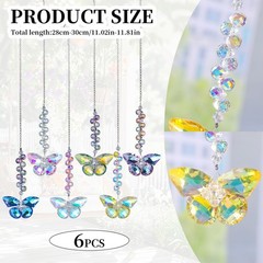 6pcs Crystal Butterfly Suncatchers Hanging Ornaments, Rainbow Maker Sun Catchers