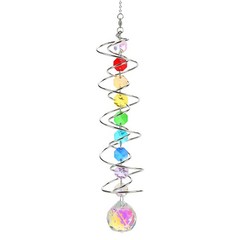 GWAHSA Suncatcher Wind Spinner Gazing Ball Spiral Tail, Crystal Sun 1pcs