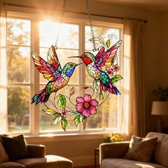 1PCS Acylic Stained Glass Window Hanging Hanging Spirit Birds Christmas Ornament