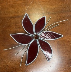 Stained Glass Poinsettia Suncatcher Handcrafted Real Stained Glass Ornament