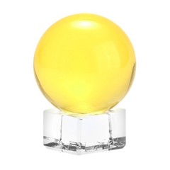 40mm/1.6 Inch K9 Crystal Glass Ball with Stand Solid Crystal Ball [Gold Yellow]