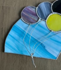 Vintage Bouquet of Balloons Stained Glass Suncatcher 10.5 x 9.5”