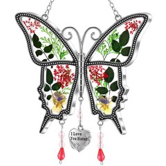 Butterfly Suncatcher I Love You Sister Stained Glass for Windows Hanging Wind…