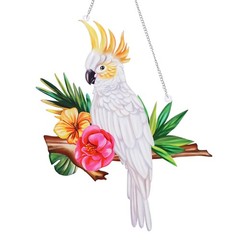 Stained Glass Window Hanging Birds, 12 inch Large Parrot Suncatchers for Wind…