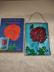 Nature ‘s Garden Vintage Poppy Flower Suncatcher Window Decor By Donna Turner