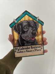 Labrador Retriever Black Doghouse Suncatcher Makes House Home Hanging Pet Decor