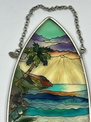 AMIA Studios 10” Surfboard Suncatcher Woody Wagon Beach Glass