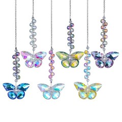 6pcs Crystal Butterfly Suncatchers Hanging Ornaments, Rainbow Maker Sun Catchers