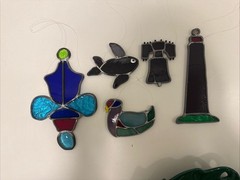 Handmade Stained Glass Suncatcher Lot 5 Angel Fish Turtle Window Art Decor