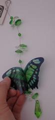 Green and Clear Crystal Accent Translucent Butterfly Prism Suncatcher
