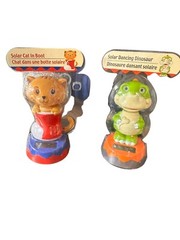 NEW Lot of 2 Solar Powered Sun Dancers Cat in Boot Dancing Dinosaur Old/New
