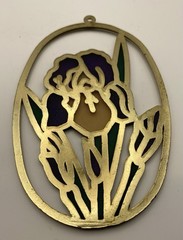 Stained glass look Purple Iris suncatcher NOT real stained glass. STO-291
