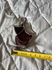 Stained Glass Angel Suncatcher Figurine Freestanding Window Purple GUC