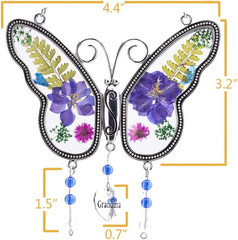 Butterfly Suncatcher with Pressed Colourful Flower Wings Mom Mother’S Day Butter