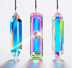 3Pcs Crystal Suncatcher Prism Hanging Rainbow Maker AB Coating Chandelier Pendan