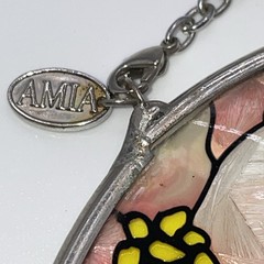 Vintage Amia Stained Glass Hummingbird 3.5” Window Sun Catcher Hanging Flowers