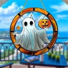 Acrylic Halloween Ghost Pumpkin Sun Catcher Window Hanging Decor for Home Party
