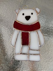 Stained Glass White Bear Ornament