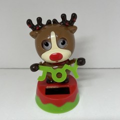 Solar Dancing Blinking Reindeer Holding JOY Sign Sun Toy Christmas Car Window