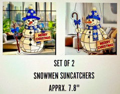 SET OF 2 -2D Flat Acrylic MERRY CHRISTMAS SNOWMAN 7.8″ with chains