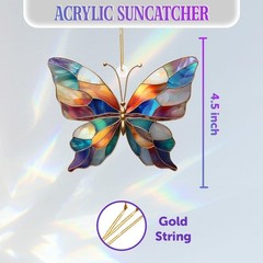 Stained Glass Butterfly Ornament Acrylic – Colorful Suncatcher Window Hanging…