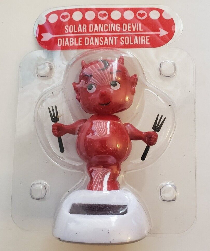 Solar Powered Dancing Devil Bobble Head Toy Valentine’s Day w/Blinking Eyes/Cape