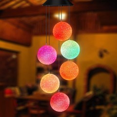 Color Changing Solar Power Wind Chime Spiral Spinner Crystal Ball