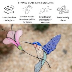 Handmade Multicolor Stained Glass Hummingbird Suncatcher – Unique Window Decor,