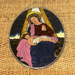 VTG Art Studio 809 Stained Glass Suncatcher Mary Jesus Oval Religious Holiday