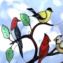 Birds on Branch Acrylic Window Panel Rainbow Home Decors