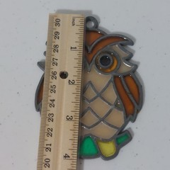 Vintage Y2K 1980’s Owl Hanging Stainglass Suncatcher Ornament 4″×3″